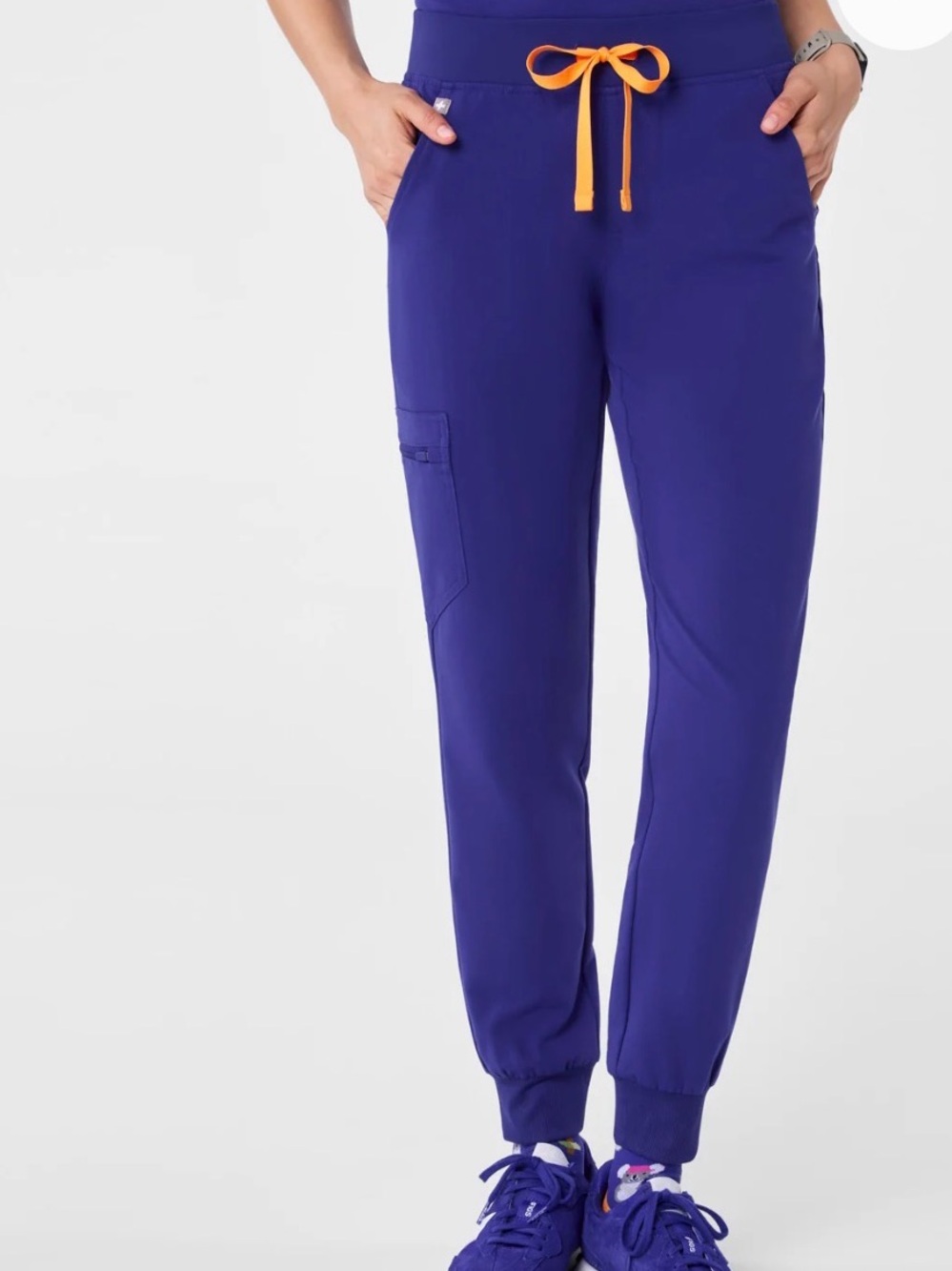 FIGS- Royal Blue Scrub Jogger Pants with Orange Drawstring